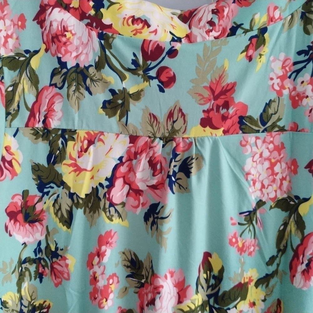 Amazon U.Vomade Green Floral Shirt Sleeve Tunic Top 1X - Picture 9 of 14